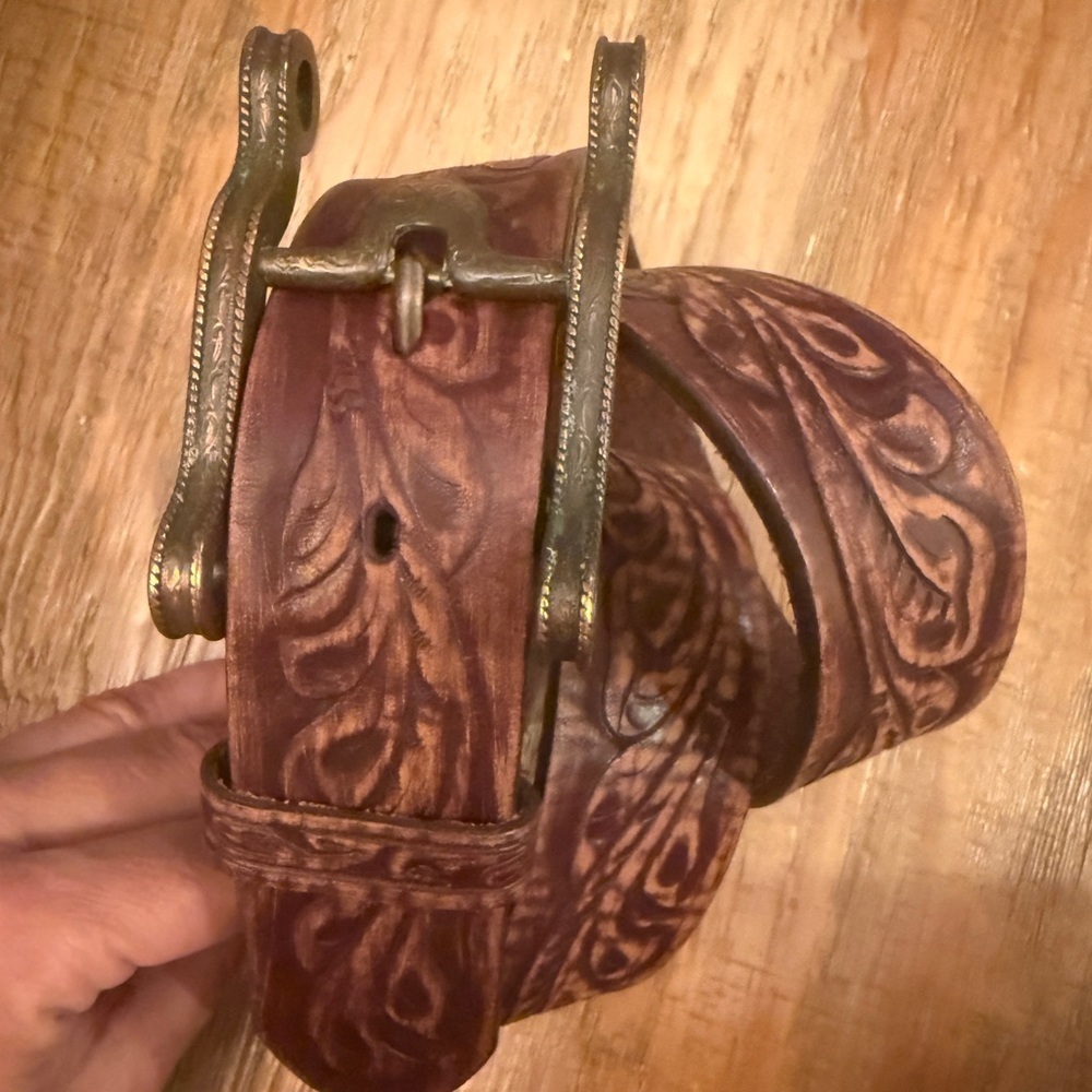 Justin Boots Bent Rail Brown Leather Belt